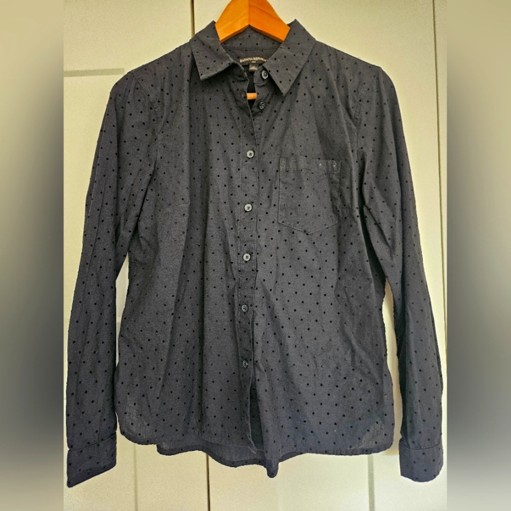 Banana Republic Swiss dot button-down